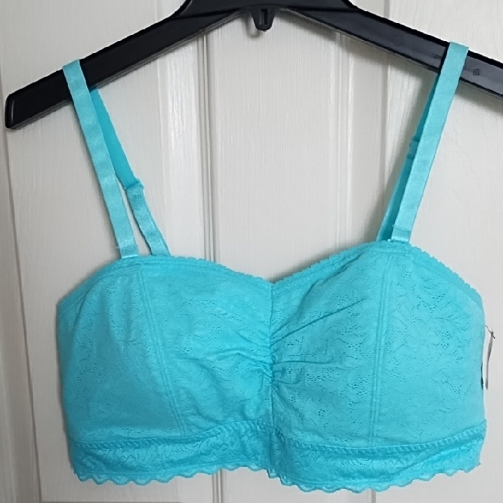 Turquoise Lace Bandeau Bralette with Adjustable Straps